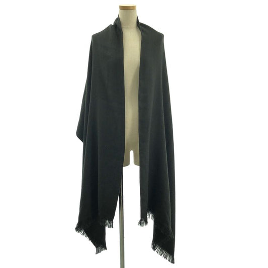 Hermes | Jacquard Logo Fringe Large Shawl Scarf Unisex | Black