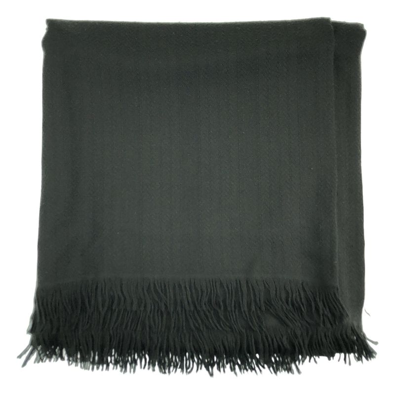 Hermes | Jacquard Logo Fringe Large Shawl Scarf Unisex | Black