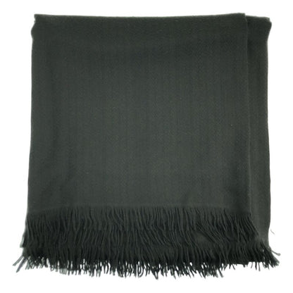 Hermes | Jacquard Logo Fringe Large Shawl Scarf Unisex | Black