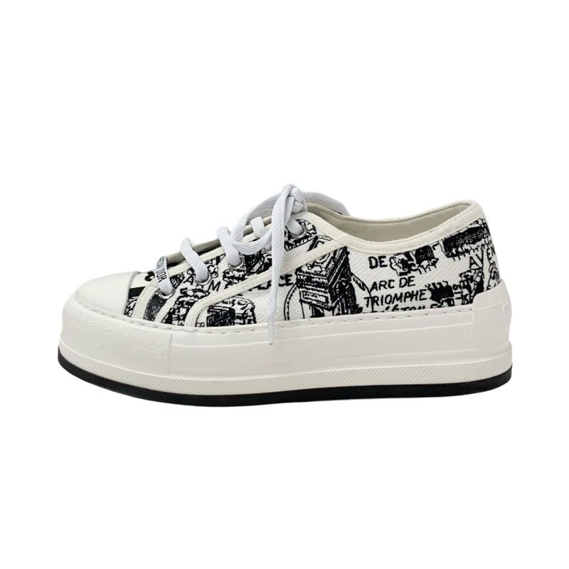 Christian DIOR Walkndior Sneakers Shoes Canvas White Black Unused Logo Platform
