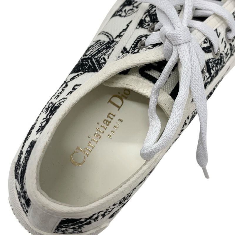 Christian DIOR Walkndior Sneakers Shoes Canvas White Black Unused Logo Platform