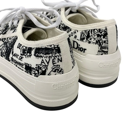 Christian DIOR Walkndior Sneakers Shoes Canvas White Black Unused Logo Platform