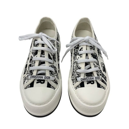 Christian DIOR Walkndior Sneakers Shoes Canvas White Black Unused Logo Platform