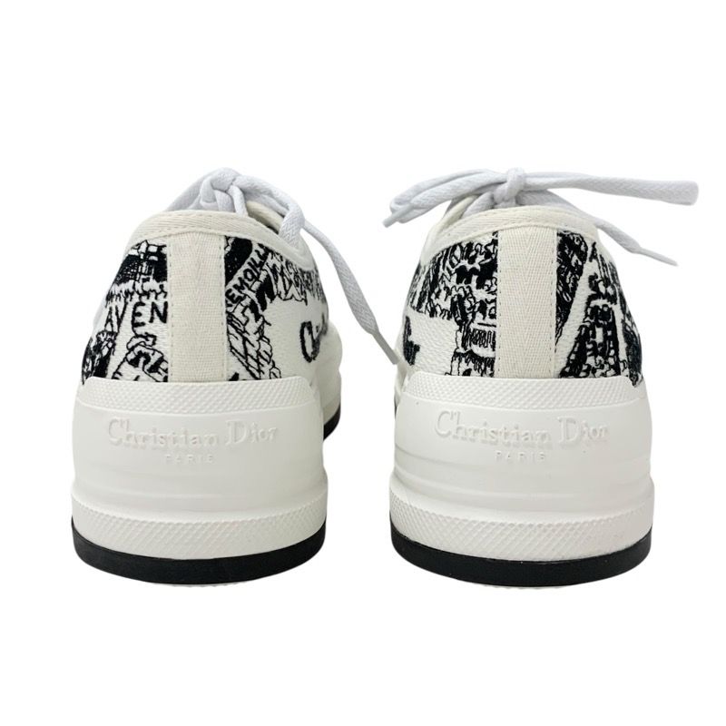 Christian DIOR Walkndior Sneakers Shoes Canvas White Black Unused Logo Platform