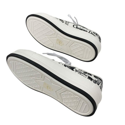 Christian DIOR Walkndior Sneakers Shoes Canvas White Black Unused Logo Platform