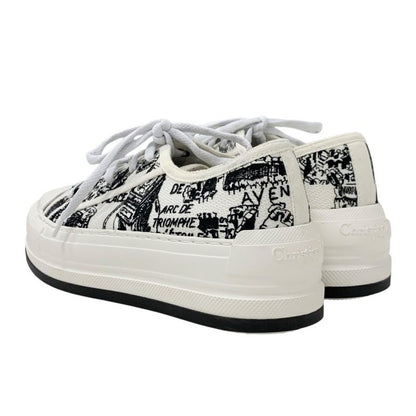 Christian DIOR Walkndior Sneakers Shoes Canvas White Black Unused Logo Platform