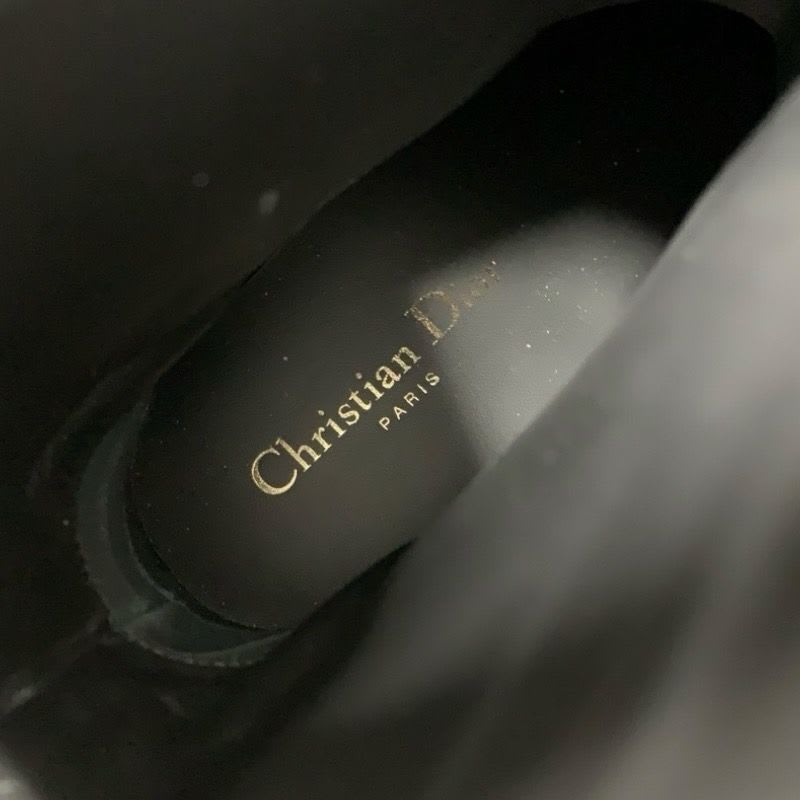 Christian Dior Empreinte Boots Short Shoes Leather Black Gold Belt Logo