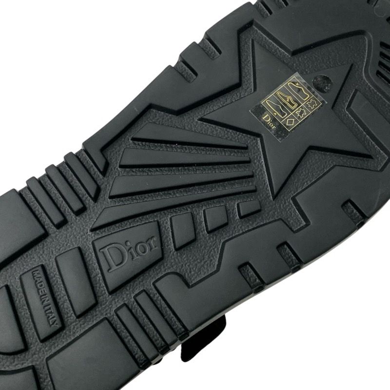 Christian Dioract Sandals Shoes Leather Black Unused Logo Flat