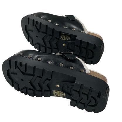 Christian DIOR Quake Sandals Shoes Leather Mouton Wood Black White Unused Mule