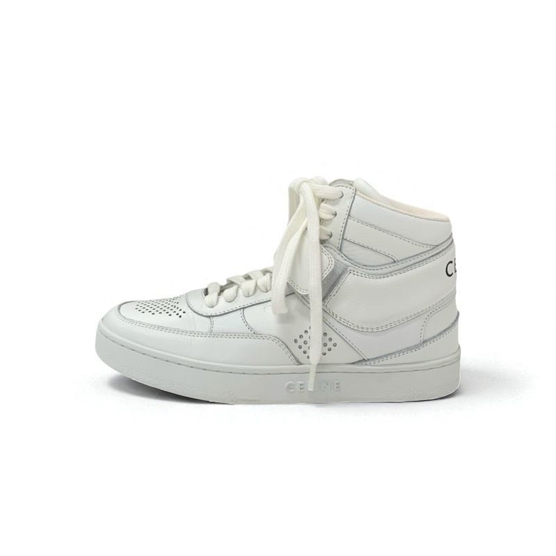 Celine Ct-03 Sneakers Shoes Leather White High Cut Logo Velcro