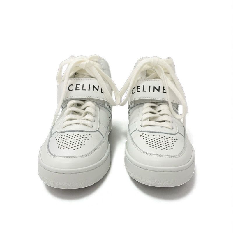 Celine Ct-03 Sneakers Shoes Leather White High Cut Logo Velcro