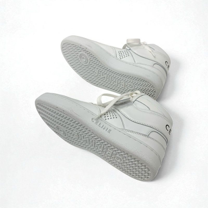 Celine Ct-03 Sneakers Shoes Leather White High Cut Logo Velcro