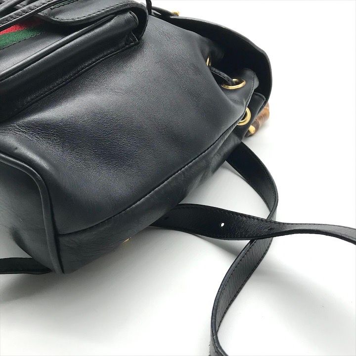 Gucci Bamboo Leather Sherry Backpack Black