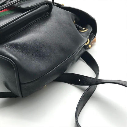 Gucci Bamboo Leather Sherry Backpack Black