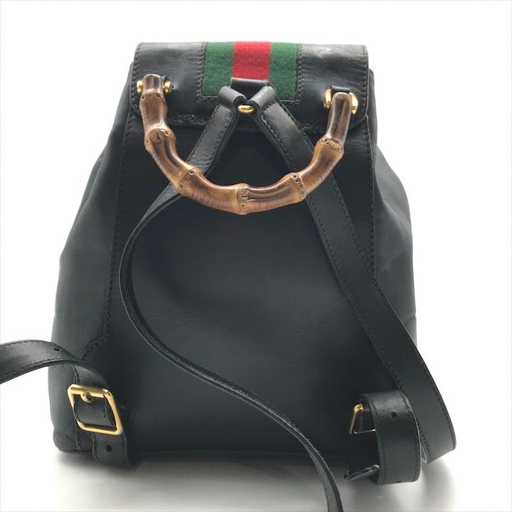 Gucci Bamboo Leather Sherry Backpack Black