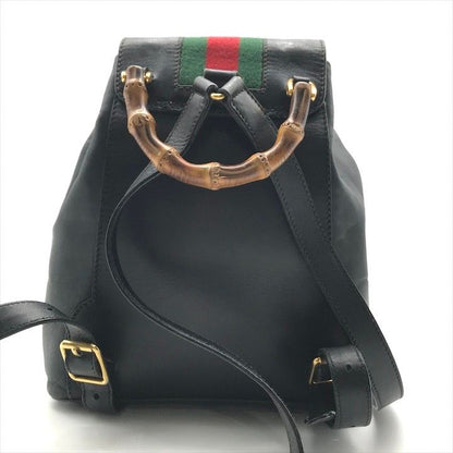 Gucci Bamboo Leather Sherry Backpack Black