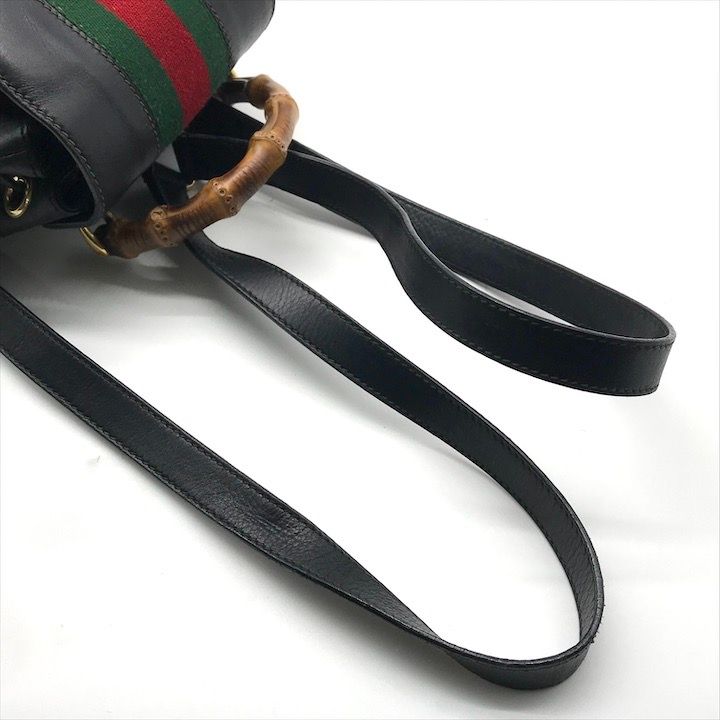 Gucci Bamboo Leather Sherry Backpack Black