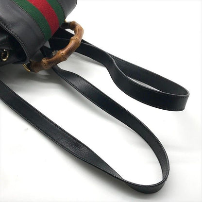 Gucci Bamboo Leather Sherry Backpack Black