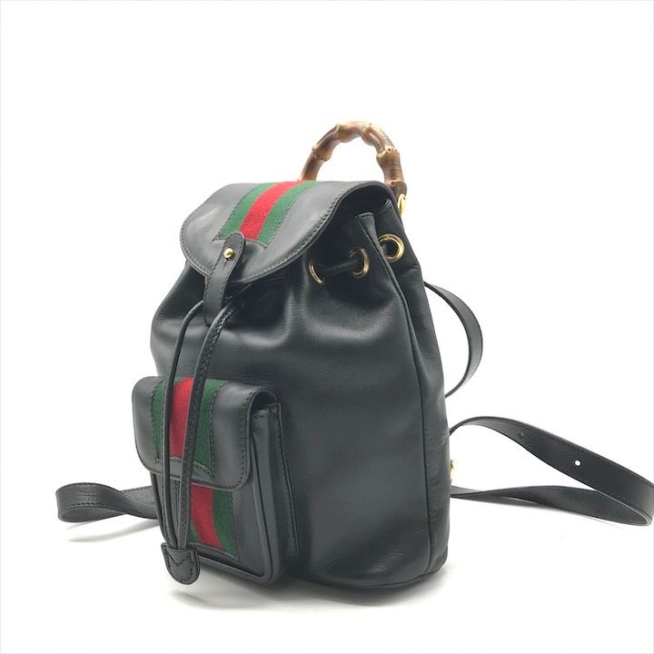 Gucci Bamboo Leather Sherry Backpack Black