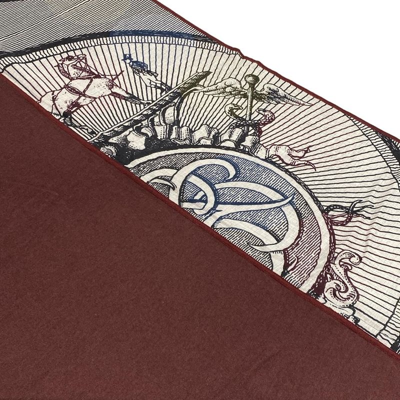 Hermes Shawl - Bordeaux X White X Multi Double Jeu Suite Et Poursuite Aw 2017