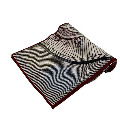 Hermes Shawl - Bordeaux X White X Multi Double Jeu Suite Et Poursuite Aw 2017