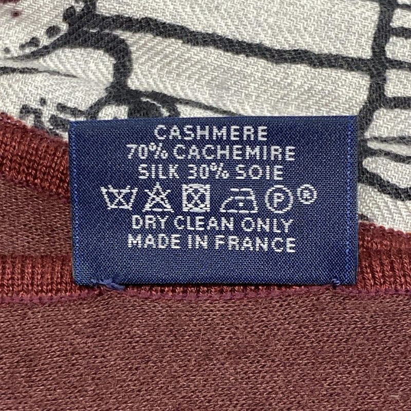 Hermes Shawl - Bordeaux X White X Multi Double Jeu Suite Et Poursuite Aw 2017