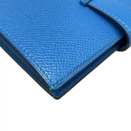 Hermes Bifold Wallet Bearn Compact Blue Zanzibar New Shape Hardware Silver