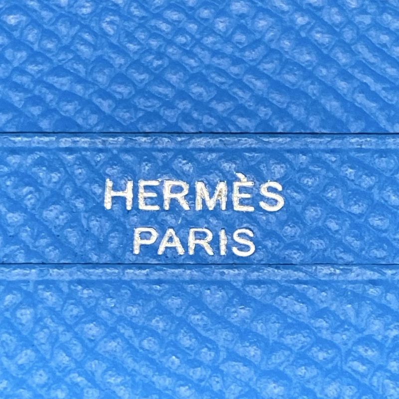 Hermes Bifold Wallet Bearn Compact Blue Zanzibar New Shape Hardware Silver