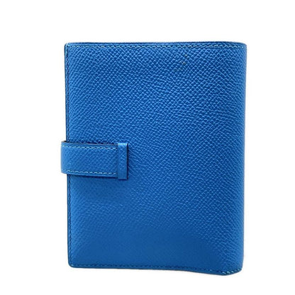 Hermes Bifold Wallet Bearn Compact Blue Zanzibar New Shape Hardware Silver