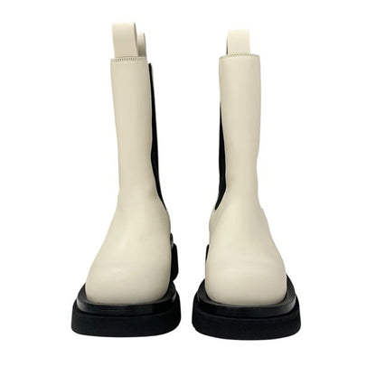 Bottega Venetaveneta Lug Boots Short Boots Shoes Leather White Black Unused