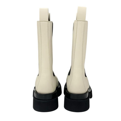 Bottega Venetaveneta Lug Boots Short Boots Shoes Leather White Black Unused
