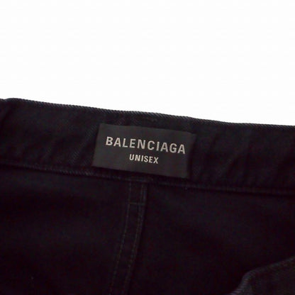 Balenciaga Flower Design Drawcord Wight Baggy Denim Pants Jeans XS Black 814161