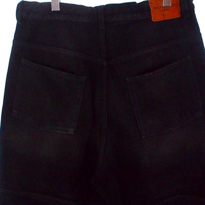 Balenciaga Flower Design Drawcord Wight Baggy Denim Pants Jeans XS Black 814161