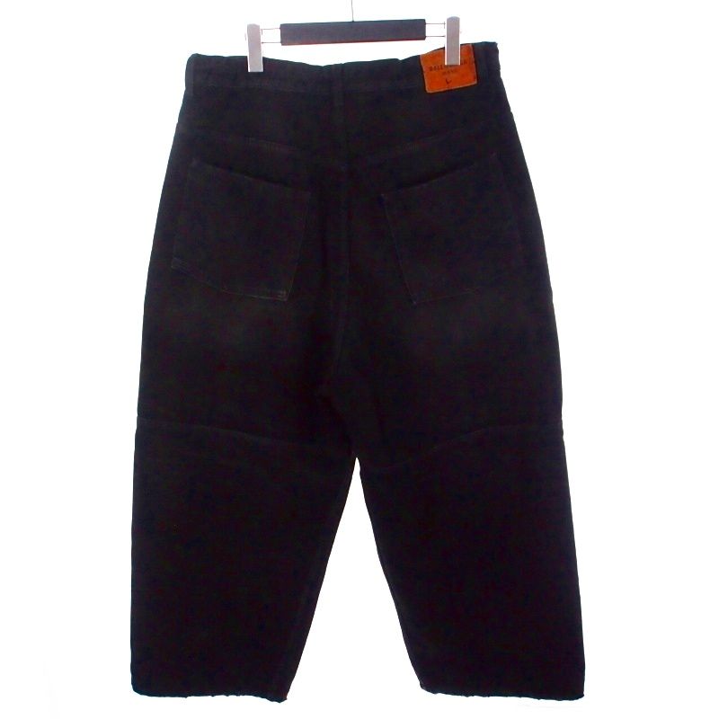 Balenciaga Flower Design Drawcord Wight Baggy Denim Pants Jeans XS Black 814161