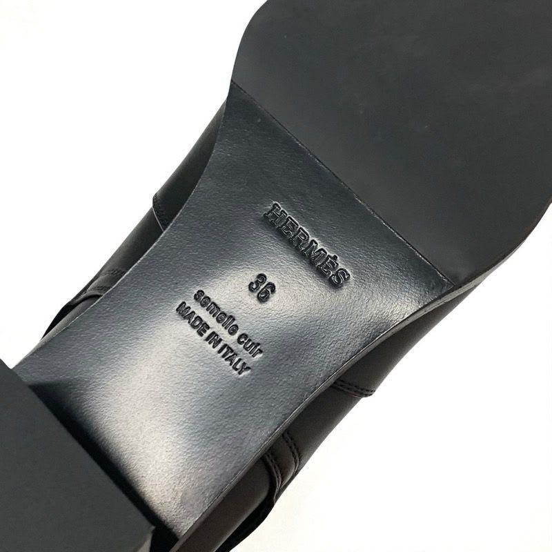 Hermes Frenchie Boots Short Shoes Leather Black Silver Kelly Hardware