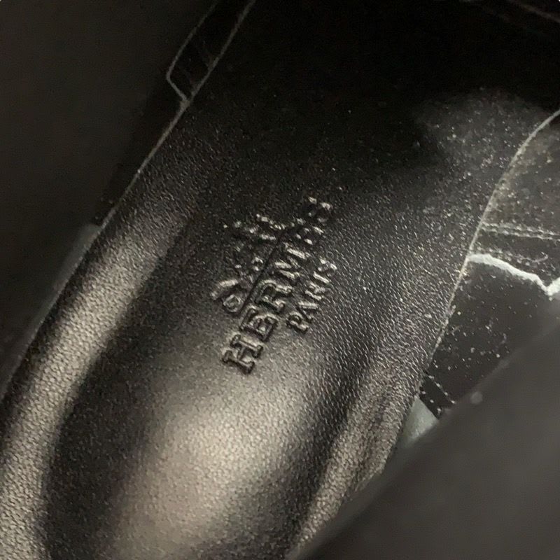 Hermes Frenchie Boots Short Shoes Leather Black Silver Kelly Hardware
