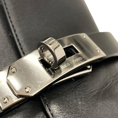 Hermes Frenchie Boots Short Shoes Leather Black Silver Kelly Hardware