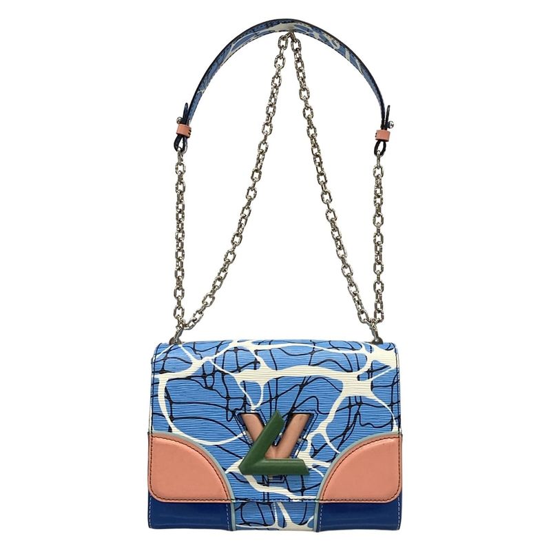 Louis Vuitton Shoulder Bag Twisted MM M50967 Aqua Pattern Leather