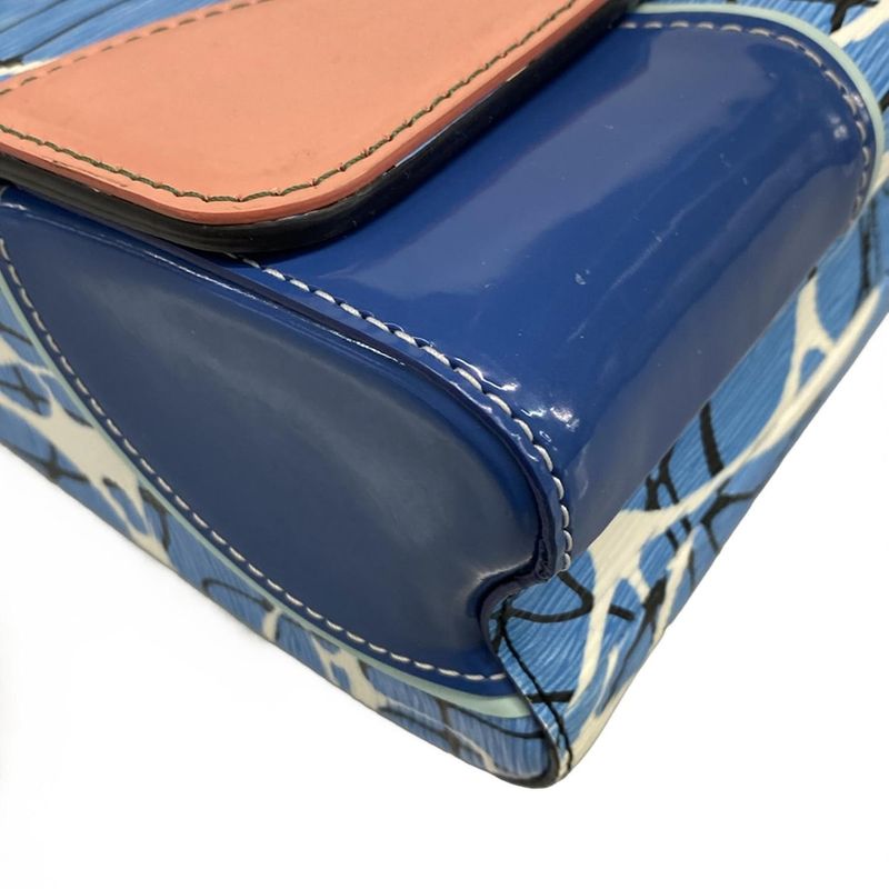 Louis Vuitton Shoulder Bag Twisted MM M50967 Aqua Pattern Leather