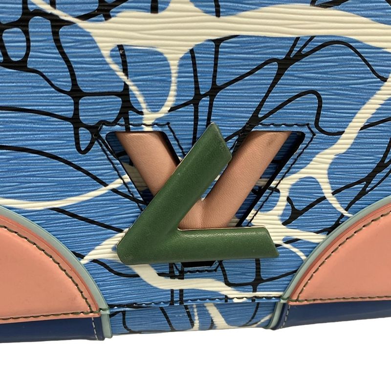 Louis Vuitton Shoulder Bag Twisted MM M50967 Aqua Pattern Leather