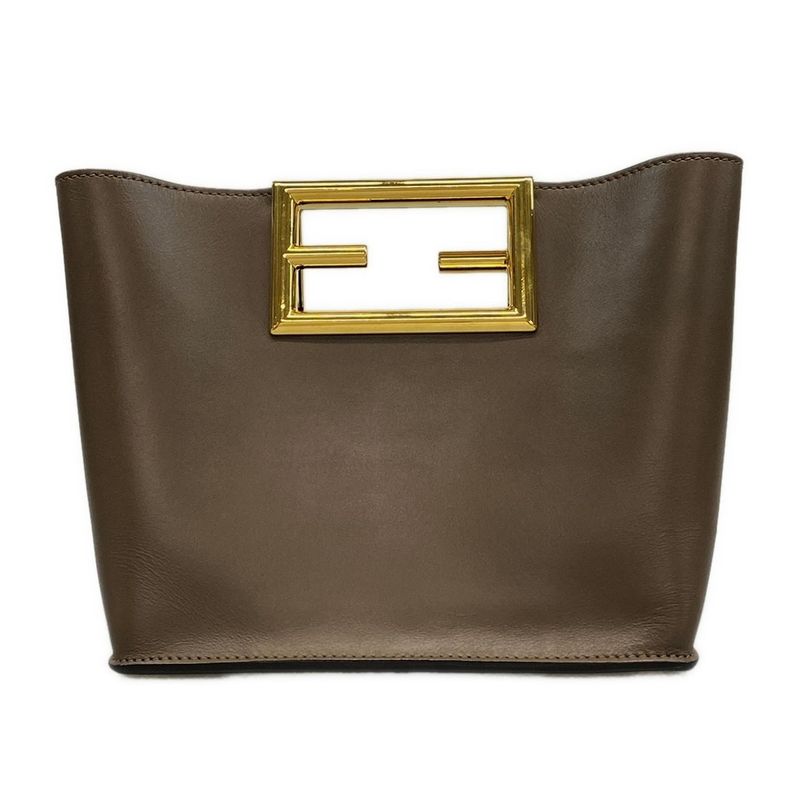 Fendi Handbag Excellent Condition Way Small 8bs054 Dark Brown Leather