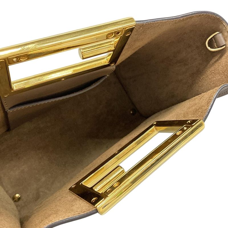 Fendi Handbag Excellent Condition Way Small 8bs054 Dark Brown Leather