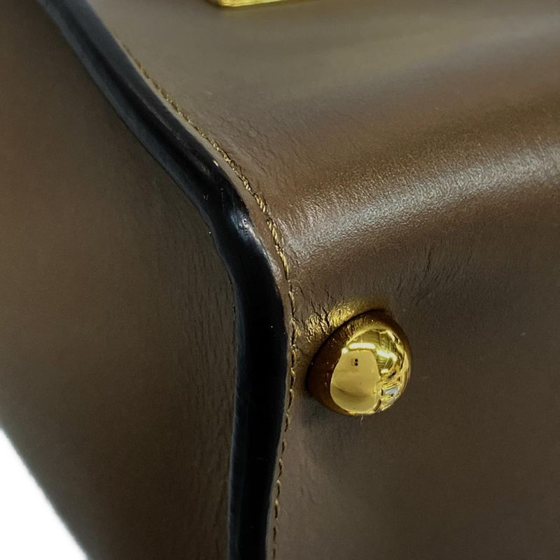 Fendi Handbag Excellent Condition Way Small 8bs054 Dark Brown Leather