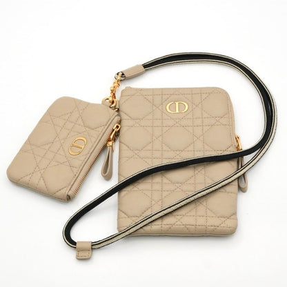 Christian Dior Mobile Smartphone Accessories Beige Gold Black Lady Cannage