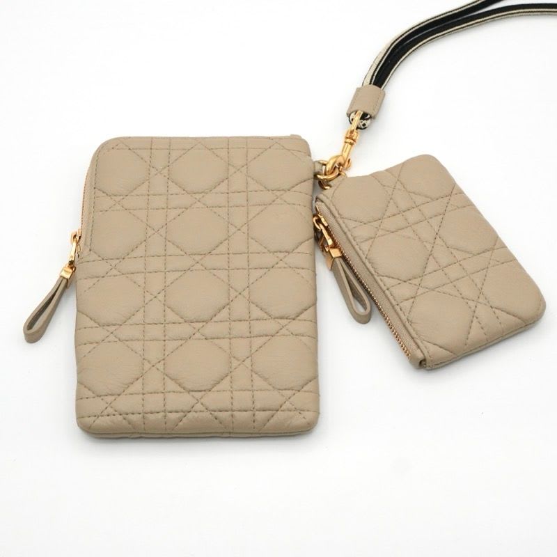 Christian Dior Mobile Smartphone Accessories Beige Gold Black Lady Cannage