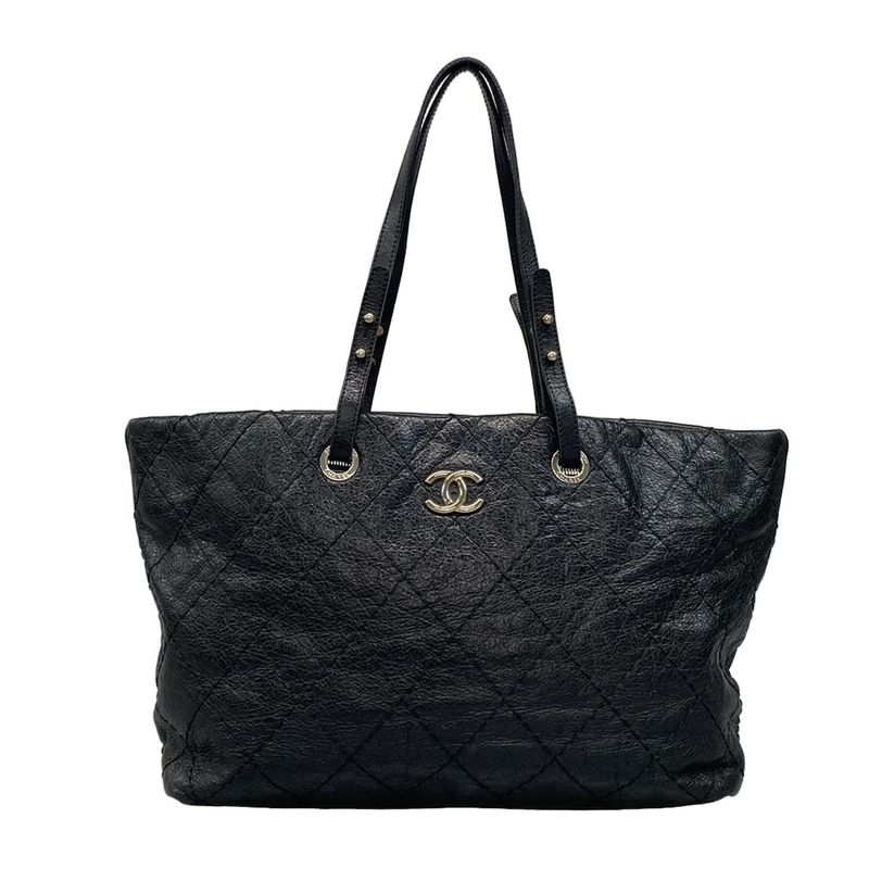 Chanel Tote Bag on the Road A48019 Black Silver Hardware