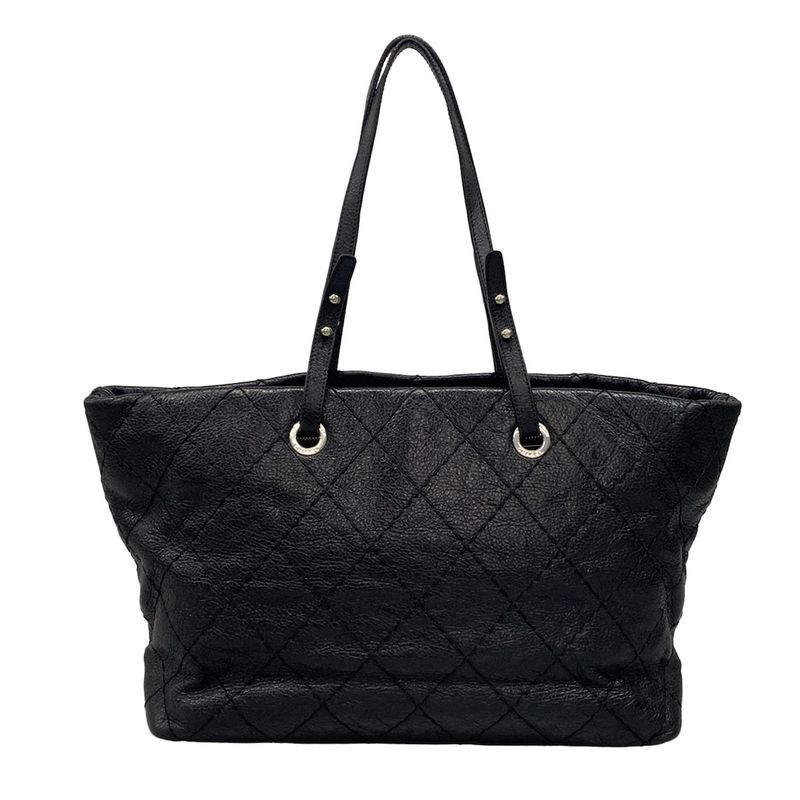 Chanel Tote Bag on the Road A48019 Black Silver Hardware