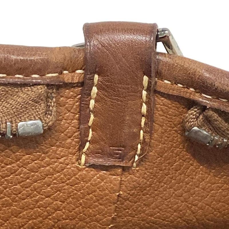 Hermes Berline MM Ivory and Brown Silver Hardware Leather