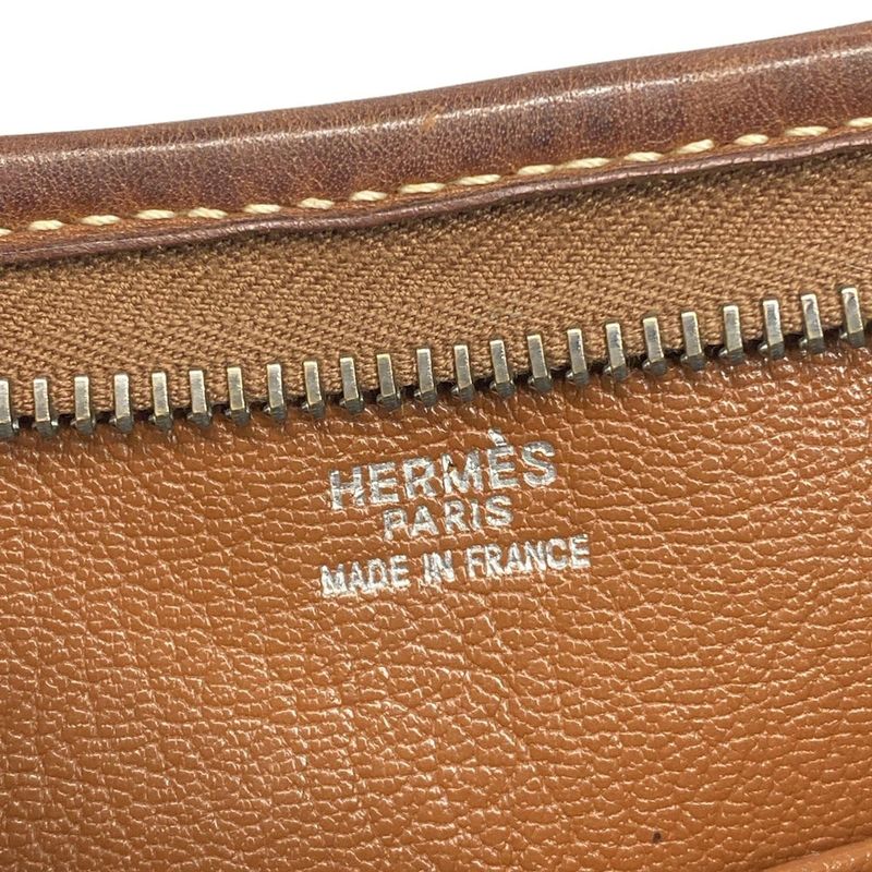 Hermes Berline MM Ivory and Brown Silver Hardware Leather