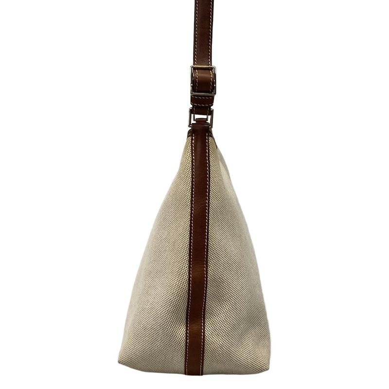 Hermes Berline MM Ivory and Brown Silver Hardware Leather